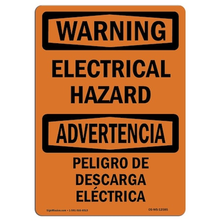 Signmission Safety Sign, OSHA WARNING, 3.5" Height, 5" Width, Electrical Hazard Bilingual, Landscape, 10PK OS-WS-D-35-L-12585-10PK